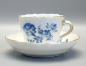 Preview: Meissen Moccatasse mit Untertasse blaue Blume Insekten.