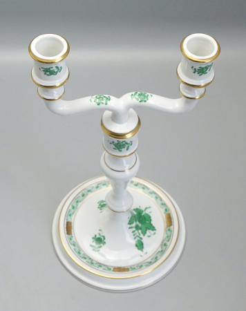Herend großer Kerzenleuchter Apponyi grün AV 7916.