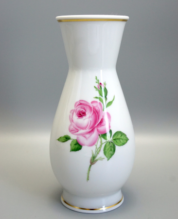 Meissen Vase Rote Rose Goldrand