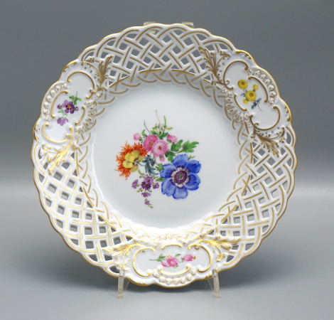 Meissen Durchbruchteller Blumenbukett 1 Wahl, D-18,5 cm.