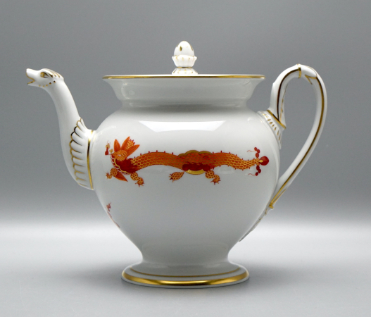 Meissen Teekanne Schwanenhals reicher roter Drache, 1 Wahl.