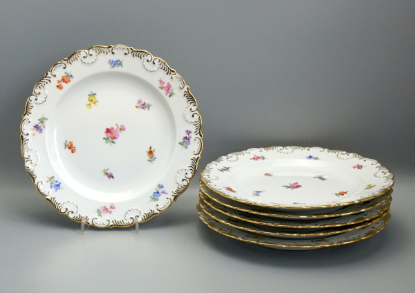 6 Meissen Teller Streublume Muschelrand Ø 22 cm. 1 Wahl.