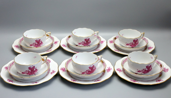 6 Gedecke Herend Apponyi Purpur 704/517.