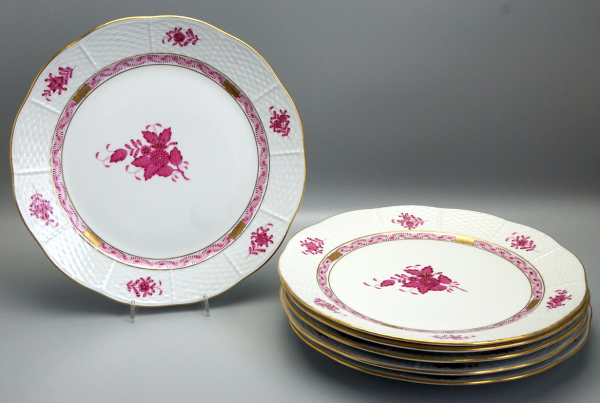 Herend Apponyi Purpur 6 Speiseteller 524/AP.