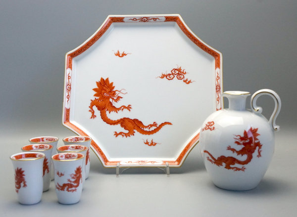 Preview: Meissen Likörset roter Mingdrache 1 Wahl.