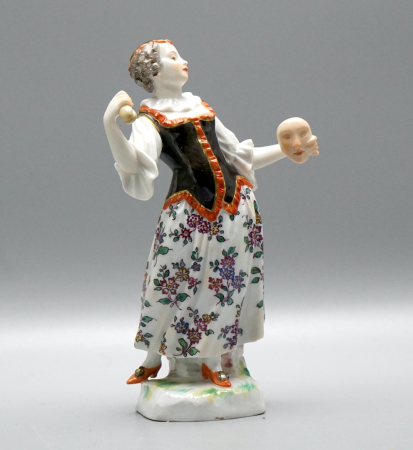 Preview: Meissen Figur Columbine mit Maske – Knaufzeit (ca. 1900) – Modell 1118 – 1. Wahl