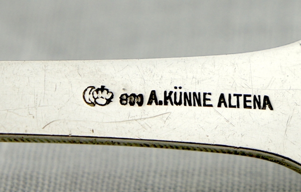 Gemüselöffel 800er Silber A. Künne Altena mit Monogramm.