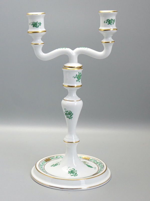 Herend großer Kerzenleuchter Apponyi grün AV 7916.