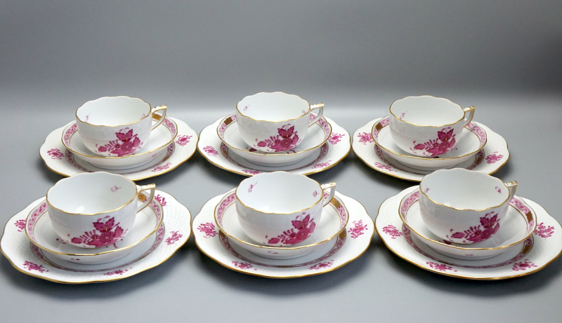 6 Gedecke Herend Apponyi Purpur 704/517.