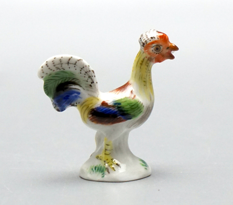 Meissen Miniatur Figur Hahn.