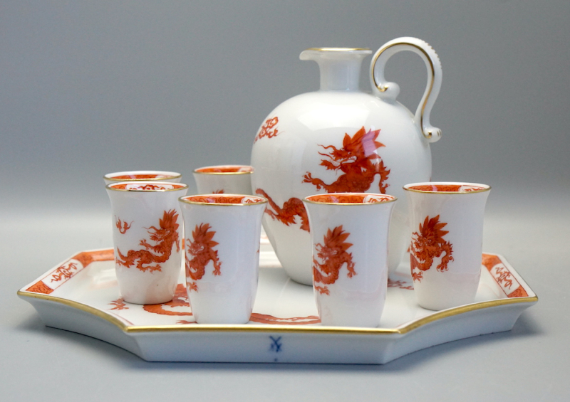 Meissen Likörset roter Mingdrache 1 Wahl.