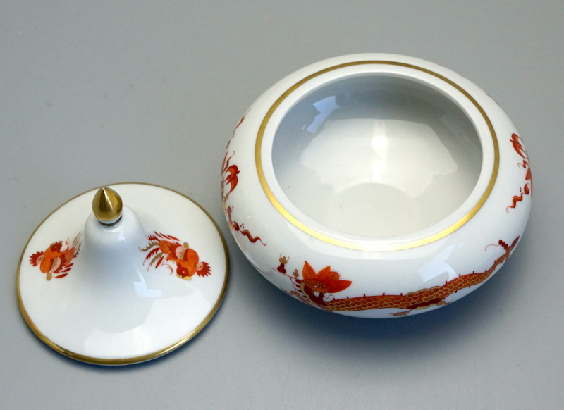 Meissen Deckeldose roter Mingdrache 1 Wahl.