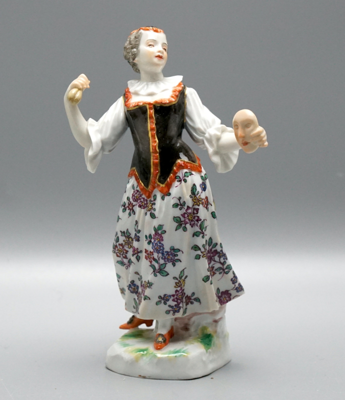 Meissen Figur Columbine mit Maske – Knaufzeit (ca. 1900) – Modell 1118 – 1. Wahl