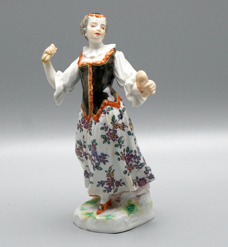 Meissen Figur Columbine mit Maske – Knaufzeit (ca. 1900) – Modell 1118 – 1. Wahl