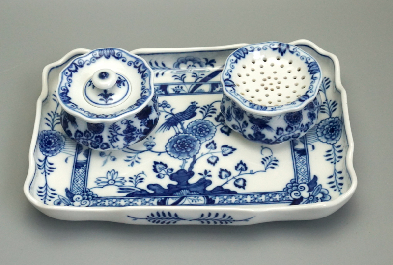 MEISSEN Schreibset (3-teilig) „Fels- und Vogelmalerei“ – Knaufzeit (1860–1924) – 1. Wahl