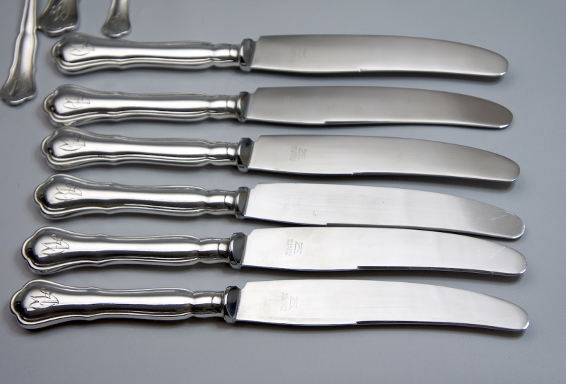 Wilkens Messer 800er Silber 20 cm lang Monogramm J oder I Perlrand