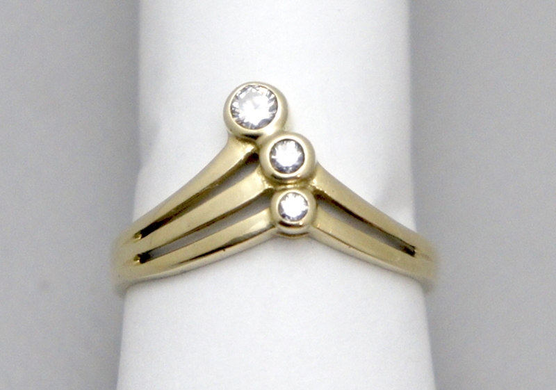 Diamantenring Goldring 585er Gold, ca. 0,13 Karat.
